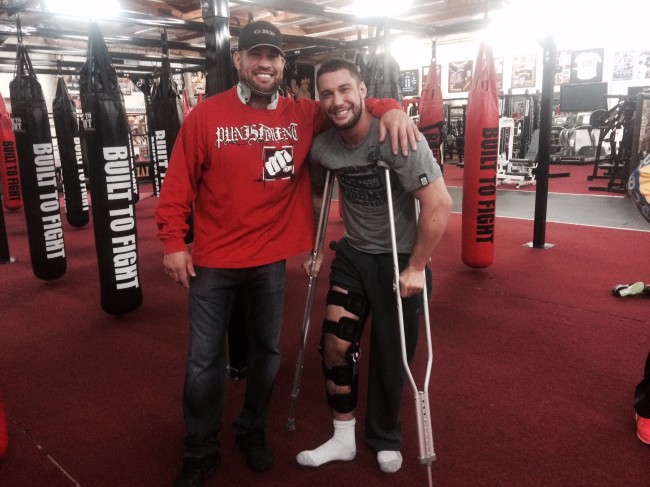 Injured MagicalRay with UFC Legend Tito Ortiz after neck surgery Dec. 2016